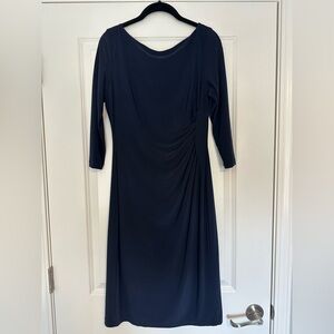 Gently Used Ralph Lauren Elegant Navy Blue Dress 3/4 sleeve